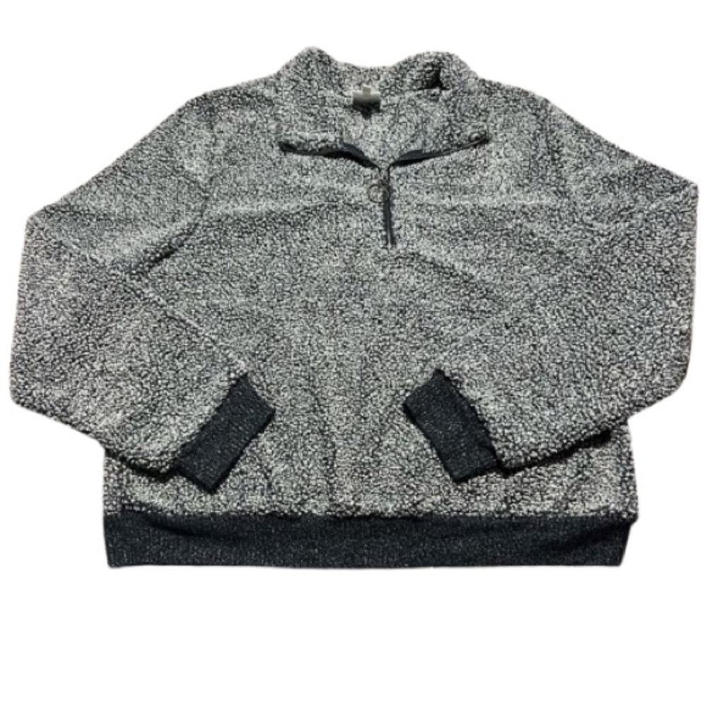 Quarter Zip Sherpa Fleece Hoodie Pullover Size XL